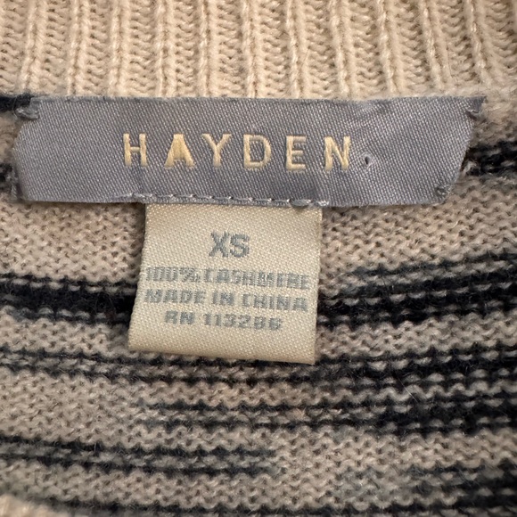 Hayden 100% Cashmere Navy Cream Striped Poncho Sweater XS - Picture 4 of 4
